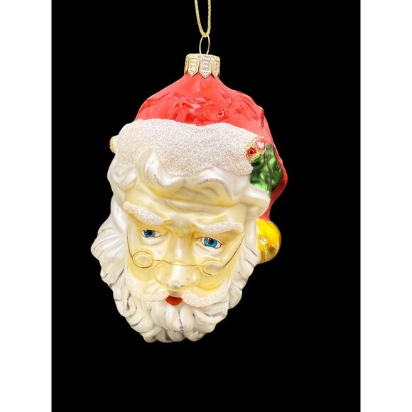 Vtg. Hand-Painted Christmas Ornaments Set Of 11 Santa Head & Glass Balls - Picture 7 of 12